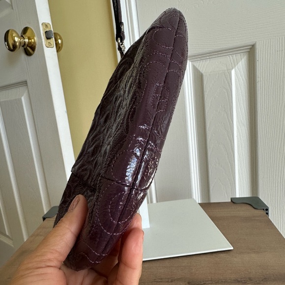 35. Coach Signature Patent Leather Large Wrislet, Dark Purple Color, EUC - Picture 7 of 9